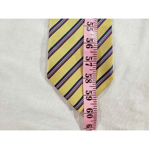 Borrelli Mens Gold/Pink/Blue Striped Hand Stitched Dress Tie - Picture 5 of 5